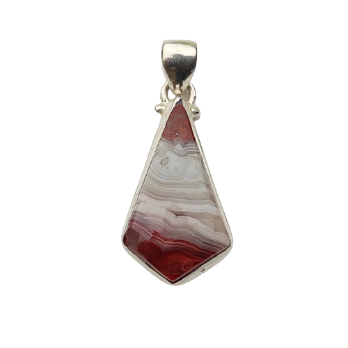 925 Sterling Silver Crazy Lace Agate Pendant Gemstone Necklace