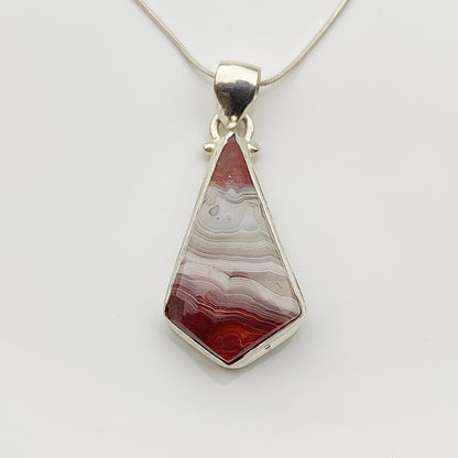 925 Sterling Silver Crazy Lace Agate Pendant Gemstone Necklace