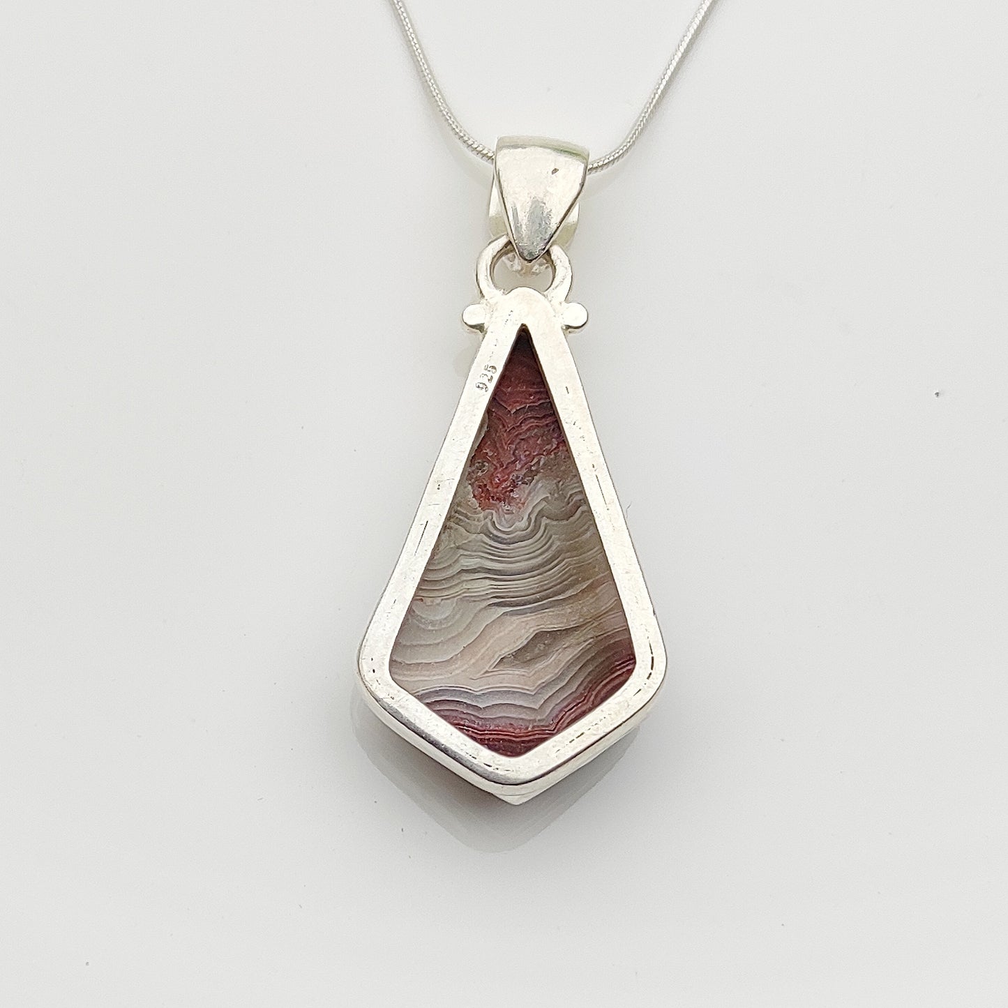 925 Sterling Silver Crazy Lace Agate Pendant Gemstone Necklace