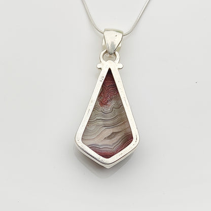 925 Sterling Silver Crazy Lace Agate Pendant Gemstone Necklace