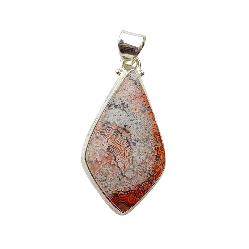 925 Sterling Silver Crazy Lace Agate Gemstone Pendant Necklace