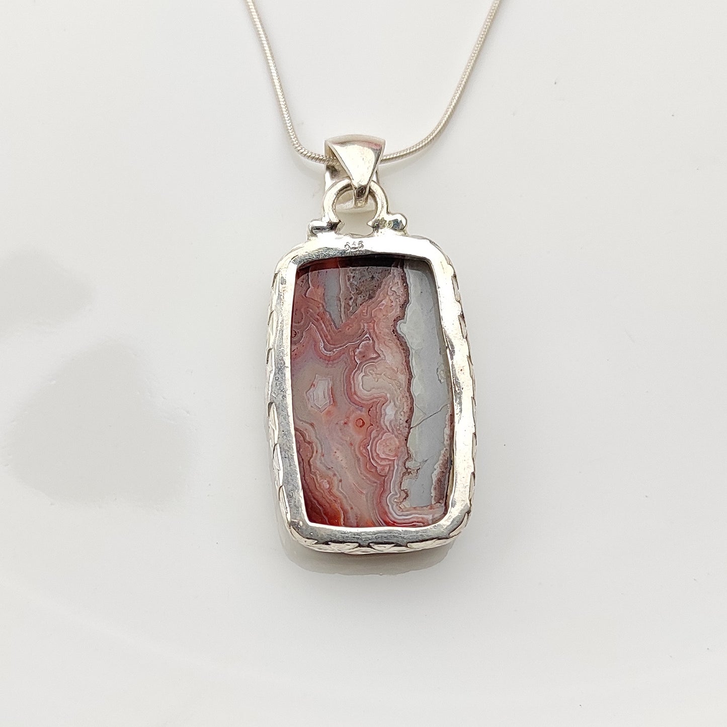 Exquisite Handcrafted Jewelry Crazy Lace Agate Silver Pendant Gemstone