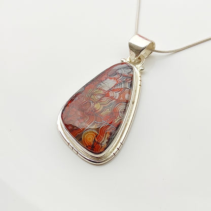 Fabulous Crazy Lace Agate Gemstone Pendant Necklace+-