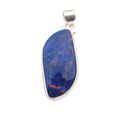 Sodalite Gemstone Silver Jewelry Pendant, 92.5 Sterling Silver Fashion Jewelry Pendant, Fancy Shape Handmade Pendant For Party Wear - 41x18x5mm Approx.