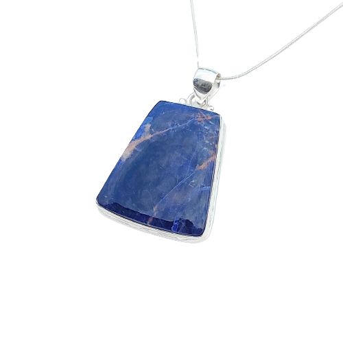 Sodalite Gemstone Silver Jewelry Pendant, 92.5 Sterling Silver Fashion Jewelry Pendant, Fancy Shape Handmade Necklace For Party Wear - 37x28x5mm Approx.