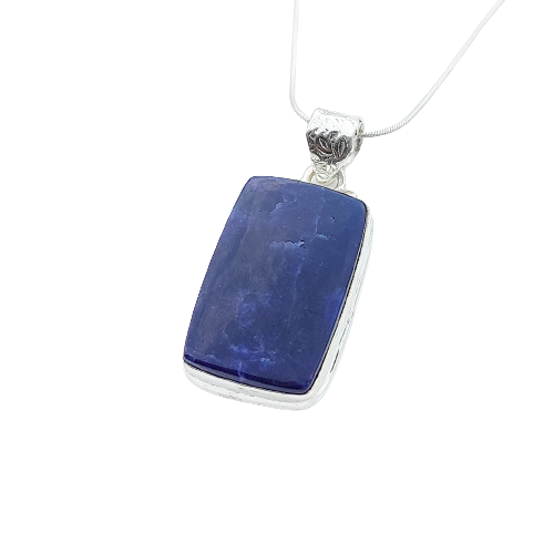 Sodalite Gemstone Silver Jewelry Pendant, 92.5 Sterling Silver Fashion Jewelry Pendant, Fancy Shape Handmade Necklace For Party Wear - 33x18x7mm Approx.