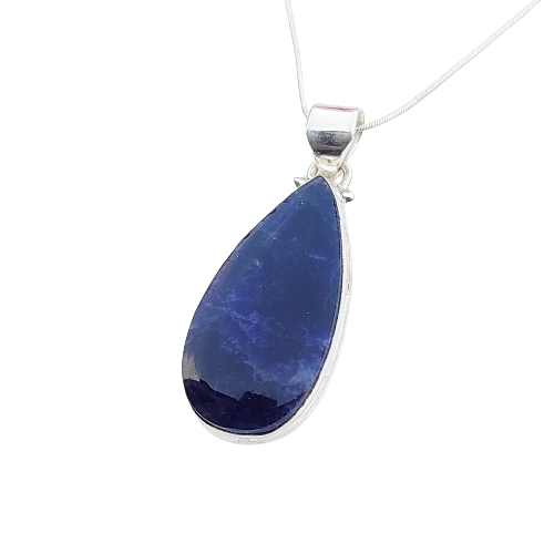 Sodalite Gemstone Silver Jewelry Pendant, 92.5 Sterling Silver Fashion Jewelry Pendant, Pear Shape Handmade Necklace For Party Wear - 37x18x6 mm