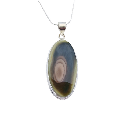 imperial Japer Cabochon 925 Sterling Silver Pendant - Statement 925 Silver Pendant - Oval Shape Pendant - 25Ct