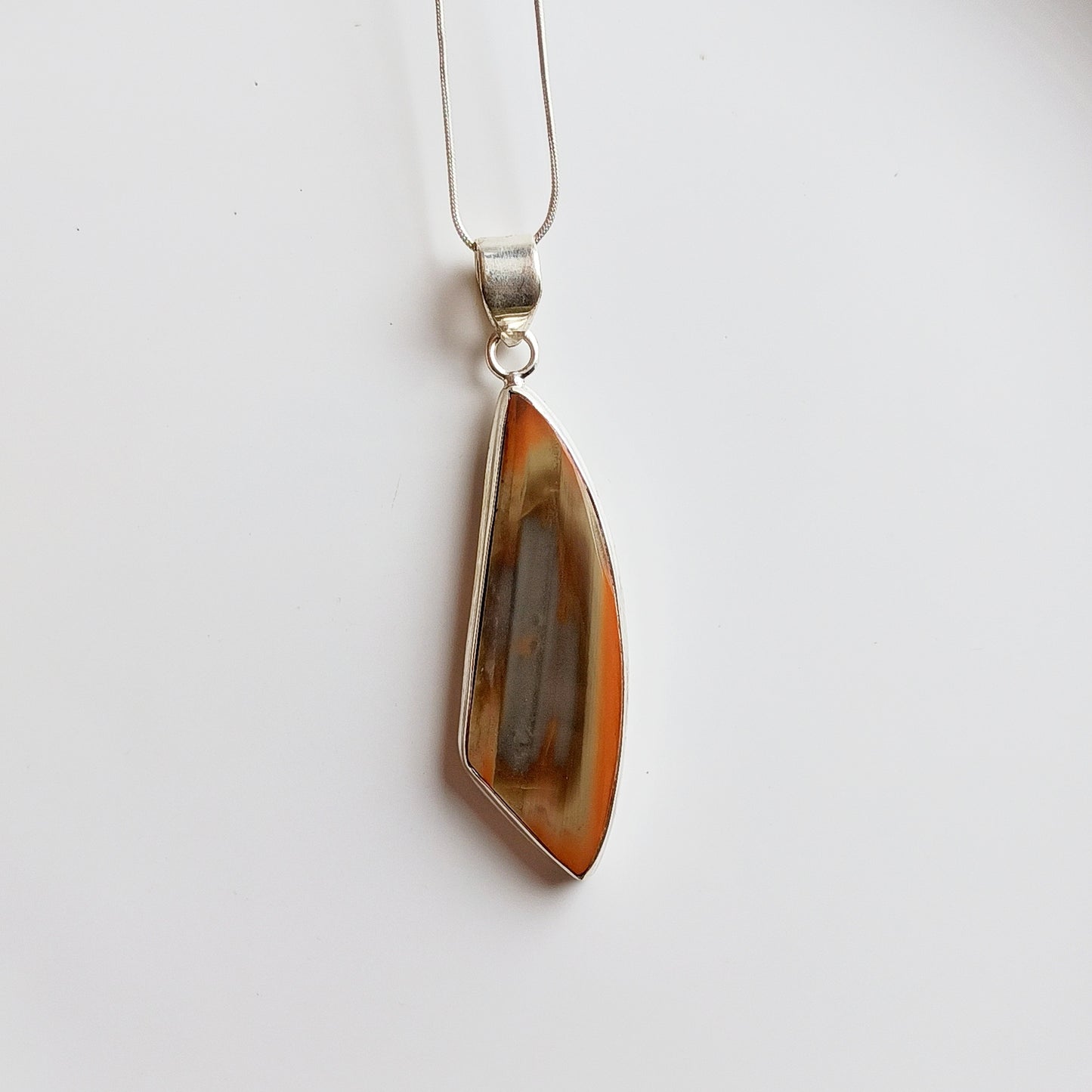 Imperial Jasper Gemstone Silver Jewelry Pendant, Fancy Shape Handmade Pendant, 925 Sterling Silver Pendant, 50x14x4mm Approx.