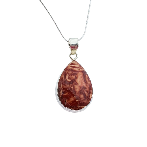 Cherry Creek Jasper Edelstein Silber Anhänger, 925 Sterling Silber Edelstein Charm Birnen Anhänger, 6,4 Gramm 