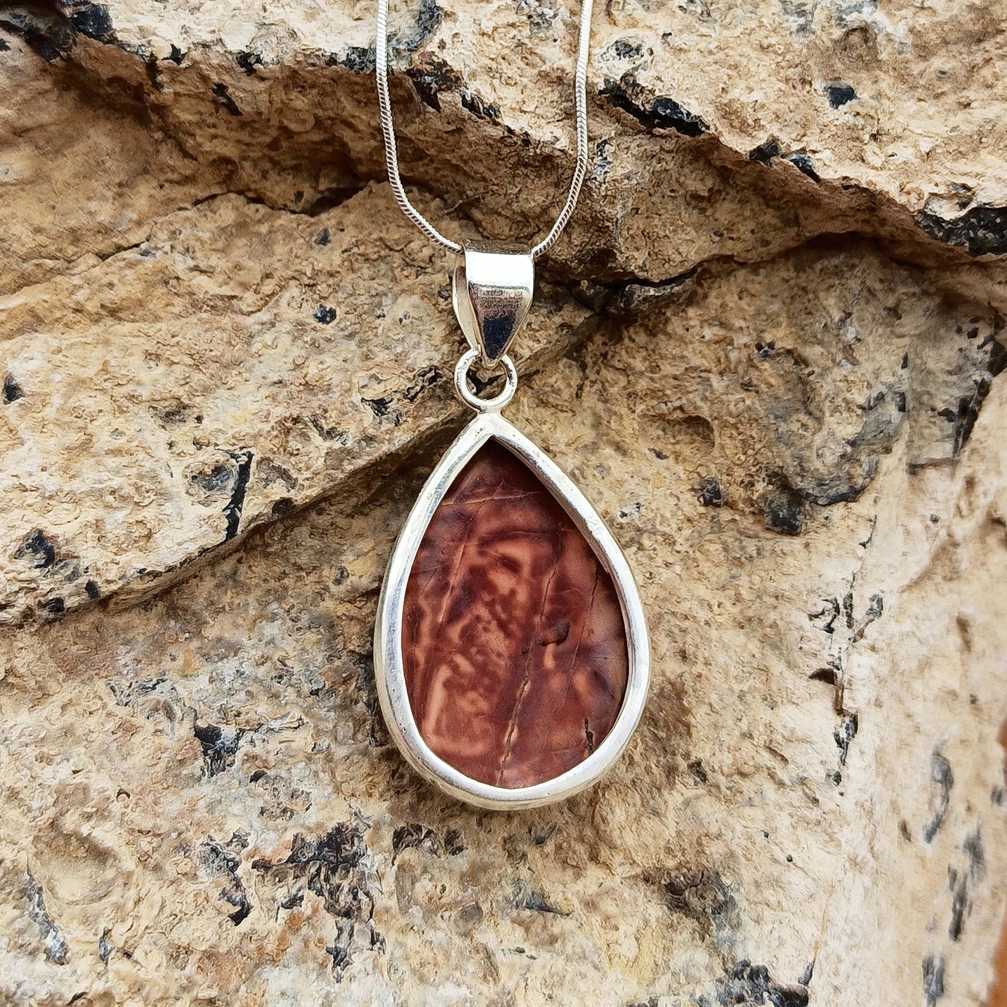 Cherry Creek Jasper Edelstein Silber Anhänger, 925 Sterling Silber Edelstein Charm Birnen Anhänger, 6,4 Gramm 