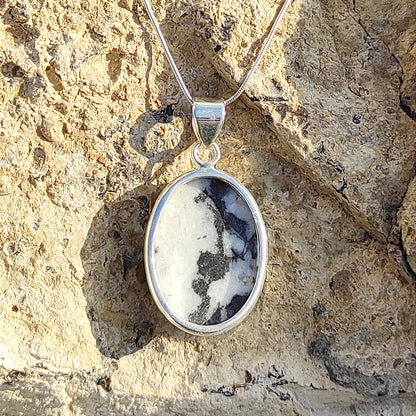 Zebra Jasper Gemstone Silver Pendant Solid 925 Sterling Silver Oval Shape Gemstone Charm Pendant Necklace,