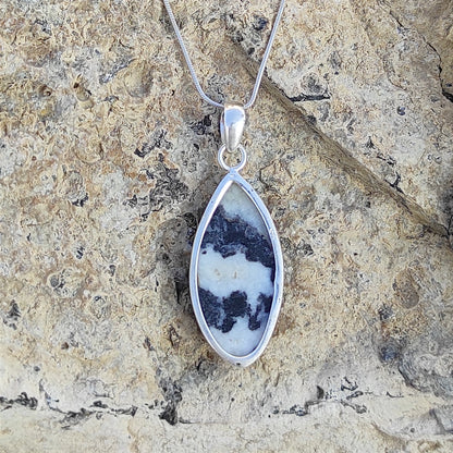 Zebra Jasper Pendant Solid 925 Sterling Silver Marquise Shape Gemstone Charm Pendant Necklace, 36x15x6mm