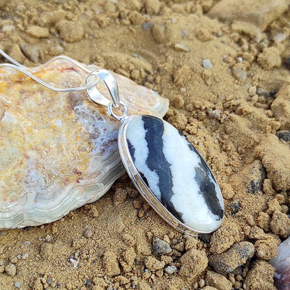 Zebra Jasper Gemstone Silver Pendant, Zebra Jasper Gemstone Solid 925 Sterling Silver Charm Pendant Necklace, 39x18x6mm Approx.