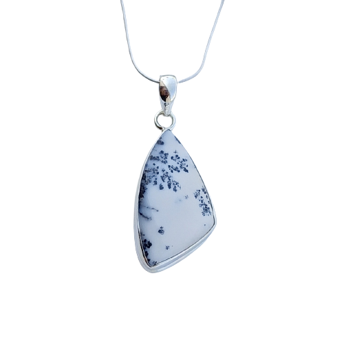 Dendritic Opal Pendant | Nature's Artistry in Sterling Silver