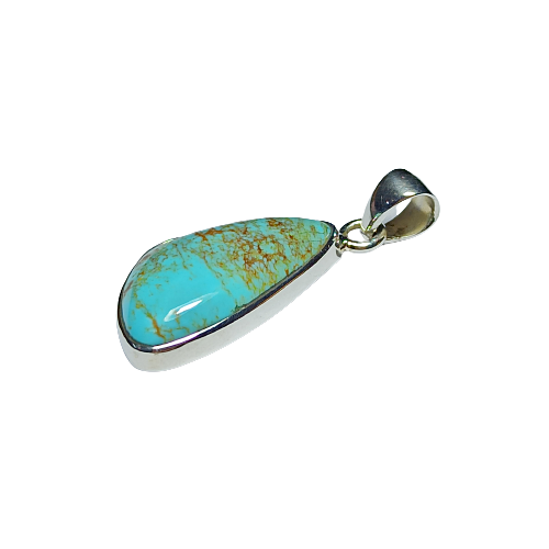 Kingman Turquoise Gemstone Silver Pendant, Solid 925 Sterling Silver Charm Pendant Kingman Statement Pendant, 31x15x6mm