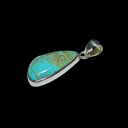 Kingman Turquoise Gemstone Silver Pendant, Solid 925 Sterling Silver Charm Pendant Kingman Statement Pendant, 31x15x6mm