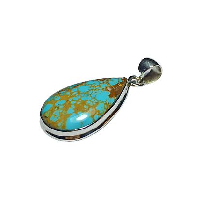 Kingman Turquoise Gemstone Silver Pendant, Solid 925 Sterling Silver Charm Pendant Kingman Statement Pendant, 33x17x6mm