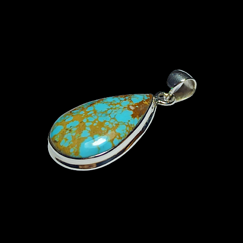 Kingman Turquoise Gemstone Silver Pendant, Solid 925 Sterling Silver Charm Pendant Kingman Statement Pendant, 33x17x6mm