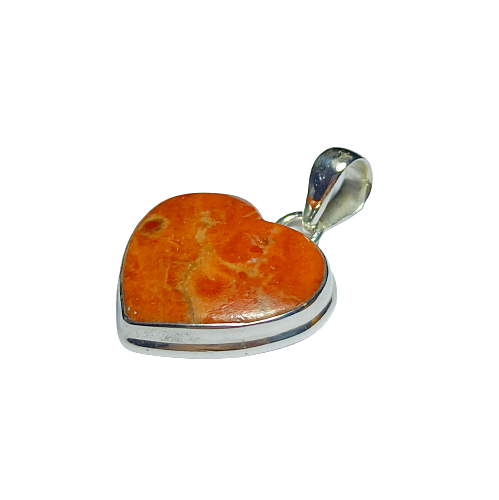 Orange Mohave Turquoise Gemstone Silver Pendant, Solid 925 Sterling Silver Charm Pendant Sponge Coral Statement Pendant, 35x31x6mm