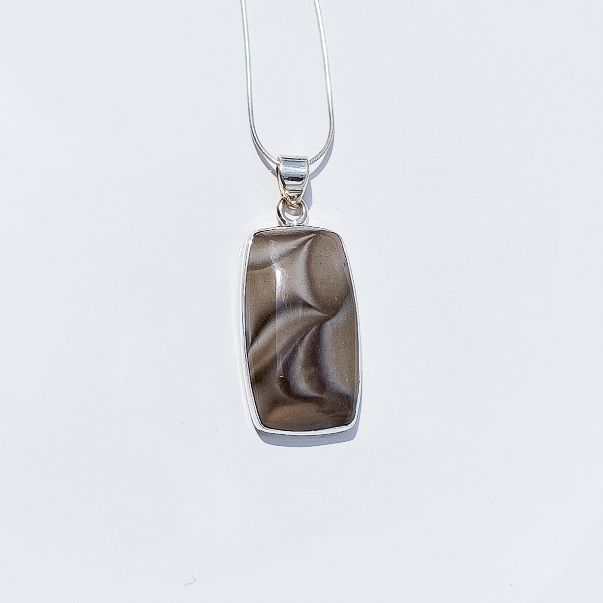 Beautiful Polish Flint 925 Sterling Silver Pendant