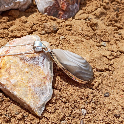 Gorgeous Polish Flint Silver Pendant