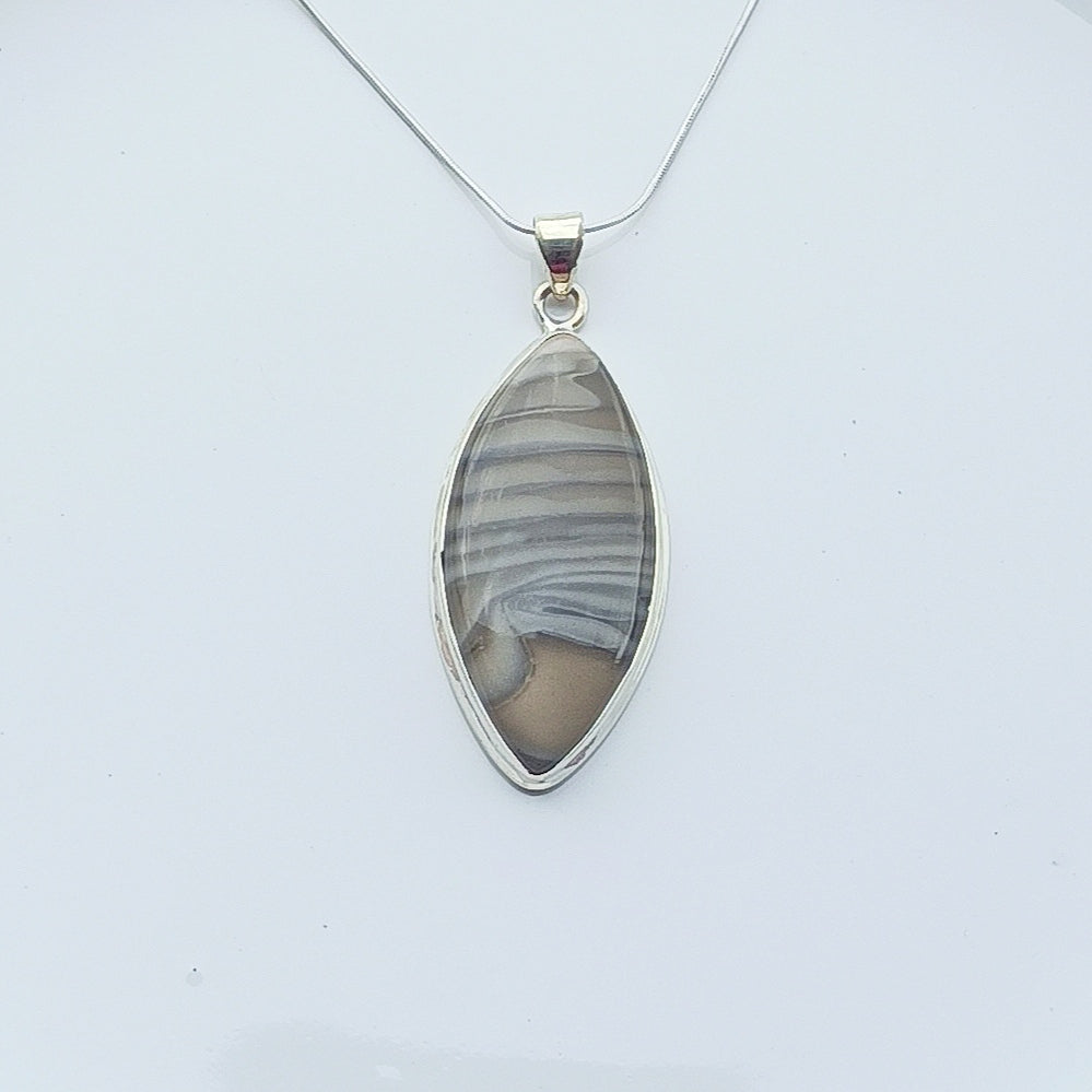 Polish Flint Gemstone Silver Pendant 925 Sterling Silver Solid Pendant, Handmade Silver Pendant, 50x22x7mm Approx.