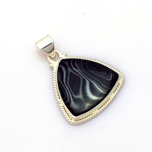 Psilomelane Gemstone Silver Pendant, 92.5 Sterling Silver Jewelry Pendant, Handmade Statement Fashion Jewelry Pendant Necklace, 37x32x5mm Approx.