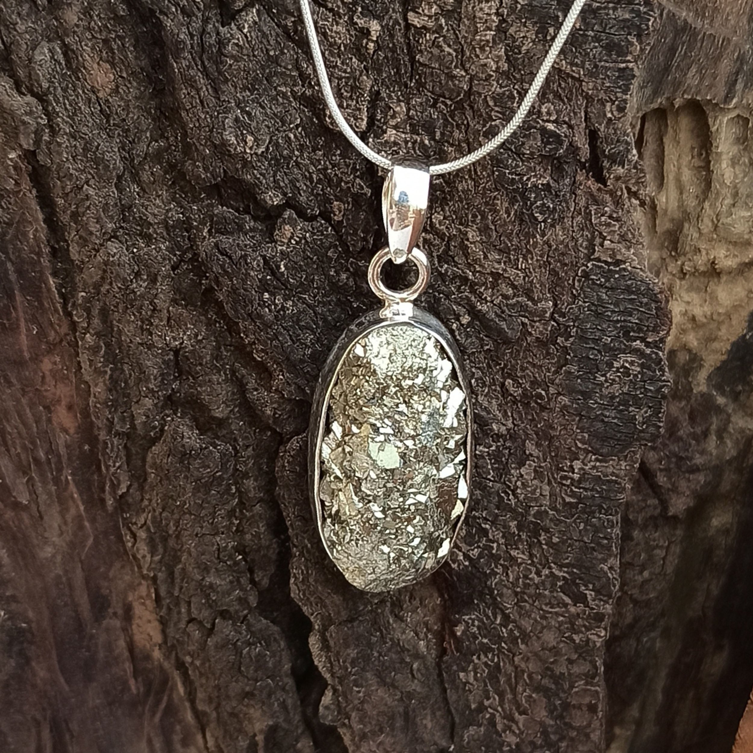 Spectro Pyrite Druzy Pendant 1 1/2