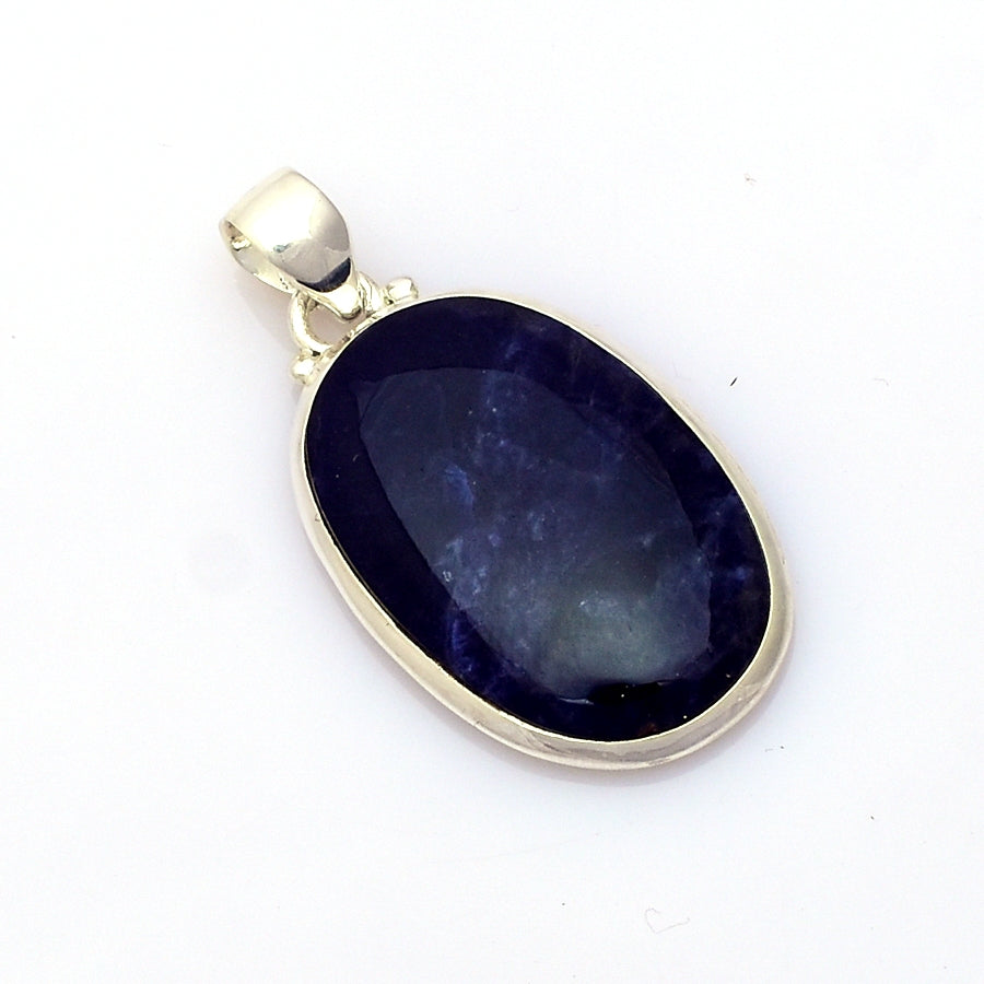 Natural Sodalite Pendant Top Grade Sodalite Gemstone Necklace Solid 925 Sterling Silver Charm Pendant 36x22x5mm