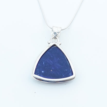 Sodalite Gemstone Silver Jewelry Pendant, 92.5 Sterling Silver Fashion Jewelry Pendant, Trillion Shape Handmade Necklace For Party Wear - 29x26x5 mm