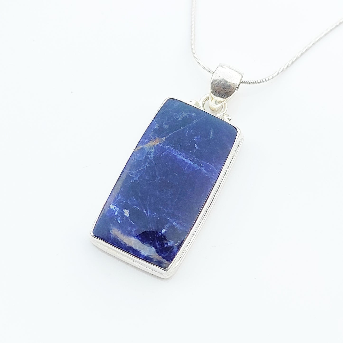 Sodalite Gemstone Silver Jewelry Pendant, 92.5 Sterling Silver Fashion Jewelry Pendant, Cushion Shape Handmade Necklace For Party Wear - 37x18x6mm Approx.