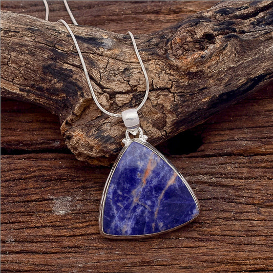 Sodalite Gemstone Silver Jewelry Pendant, 92.5 Sterling Silver Fashion Jewelry Pendant, Cushion Shape Handmade Necklace For Party Wear - 36x32x7mm Approx.