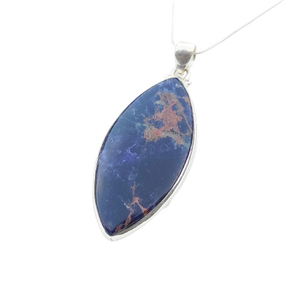 Sodalite Gemstone Silver Jewelry Pendant, 92.5 Sterling Silver Fashion Jewelry Pendant, Marquise Shape Handmade Necklace For Party Wear - 53x25x4mm Approx.