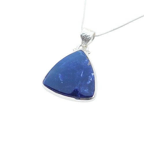 Sodalite Gemstone Silver Jewelry Pendant, 92.5 Sterling Silver Fashion Jewelry Pendant, Trillion Shape Handmade Necklace For Party Wear - 29x26x5 mm