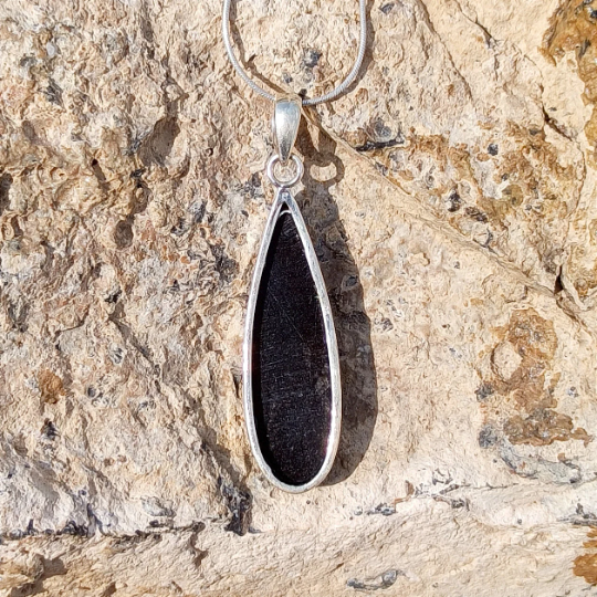 Orthoceras Silver Pendant- 925 Sterling Silver Pendant - 92.5 Statement Pendant - Handmade Pendant- Pear Pendant - 34Ct