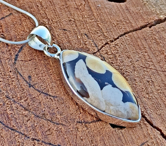 Peanut Wood Jasper Gemstone Silver Pendanth, 925 Sterling Sliver Jewelry, Marquise Shape Handmade Pendant, Sterling, 35x16x7 mm Approx.