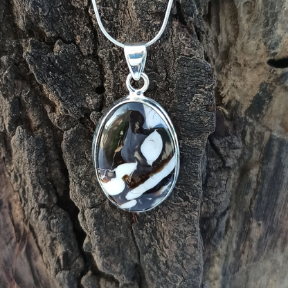 Peanut Wood Jasper Gemstone Silver Pendant, 925 Sterling Sliver Jewelry, Oval Shape Handmade Pendant, Sterling, 31x19x6mm Approx.