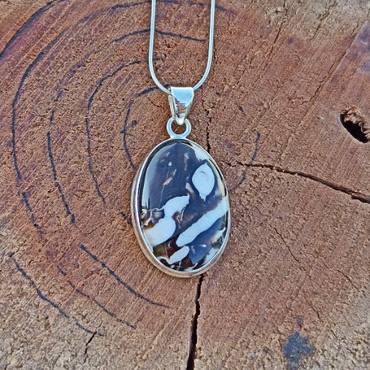 Peanut Wood Jasper Gemstone Silver Pendant, 925 Sterling Sliver Jewelry, Oval Shape Handmade Pendant, Sterling, 31x19x6mm Approx.