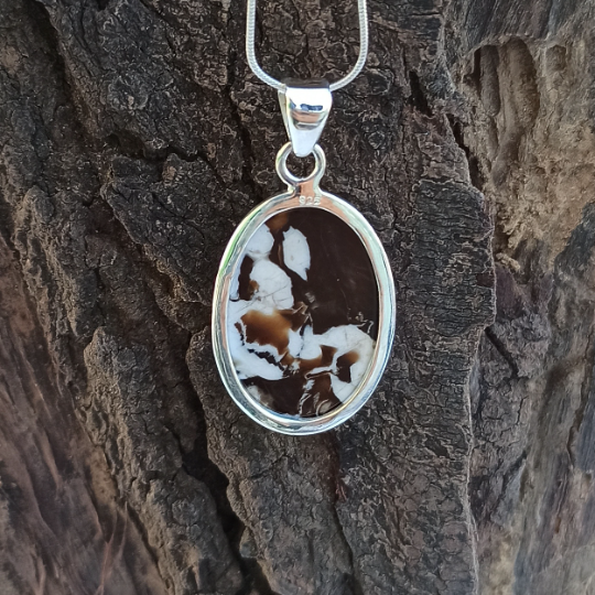 Peanut Wood Jasper Gemstone Silver Pendant, 925 Sterling Sliver Jewelry, Oval Shape Handmade Pendant, Sterling, 31x19x6mm Approx.