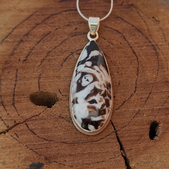 Peanut Wood Jasper Gemstone Silver Pendant, 925 Sterling Sliver Jewelry, Pear Shape Handmade Pendant, Sterling, 42x17x7mm Approx.