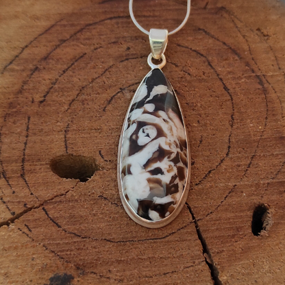 Peanut Wood Jasper Gemstone Silver Pendant, 925 Sterling Sliver Jewelry, Pear Shape Handmade Pendant, Sterling, 42x17x7mm Approx.