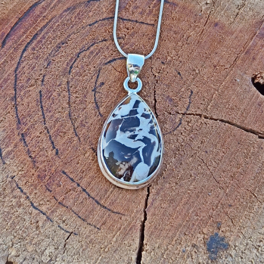 Peanut Wood Jasper Gemstone Silver Pendant, 925 Sterling Sliver Jewelry, Pear Shape Handmade Pendant, Sterling, 31x18x6mm Approx.