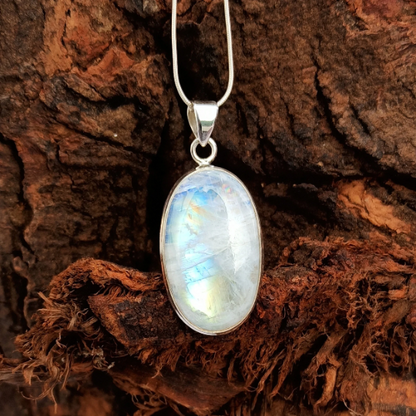 Natural Rainbow Moonstone Gemstone Silver Pendant, 925 Sterling Silver Gemstone Pendant, Pear Shape Silver Pendant, 35x18x8mm