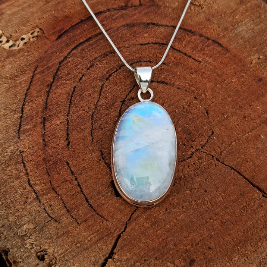 Natural Rainbow Moonstone Gemstone Silver Pendant, 925 Sterling Silver Gemstone Pendant, Pear Shape Silver Pendant, 35x18x8mm