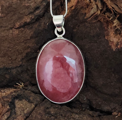 Rhodochrosite Gemstone Sterling Silver Charm Pendant, 92.5 Silver Jewelry Pendant, Rhodochrosite Statement Pendant, 36x23x6mm