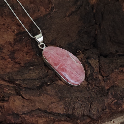 Rhodochrosite Solid 925 Sterling Silver Charm Pendant Rhodochrosite Statement Pendant, 39x19x6mm