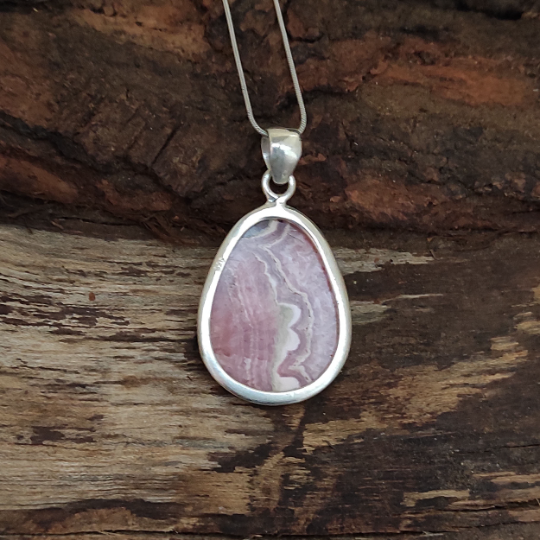 Rhodochrosite Solid 925 Sterling Silver Charm Pendant Rhodochrosite Statement Pendant, Egg Shape Silver Pendant, 35x22x6mm