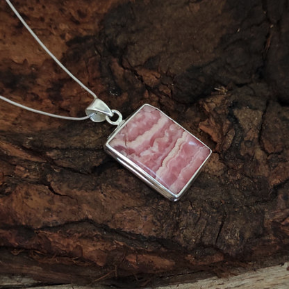 Rhodochrosite Solid 925 Sterling Silver Charm Pendant Rhodochrosite Statement Pendant, Cushion Shape Pendant, 29x21x7mm