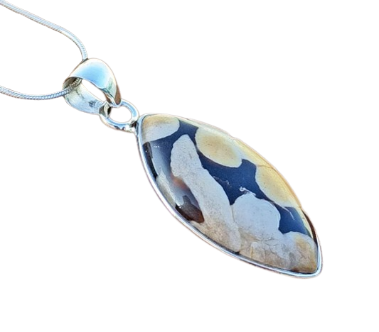 Peanut Wood Jasper Gemstone Silver Pendanth, 925 Sterling Sliver Jewelry, Marquise Shape Handmade Pendant, Sterling, 35x16x7 mm Approx.